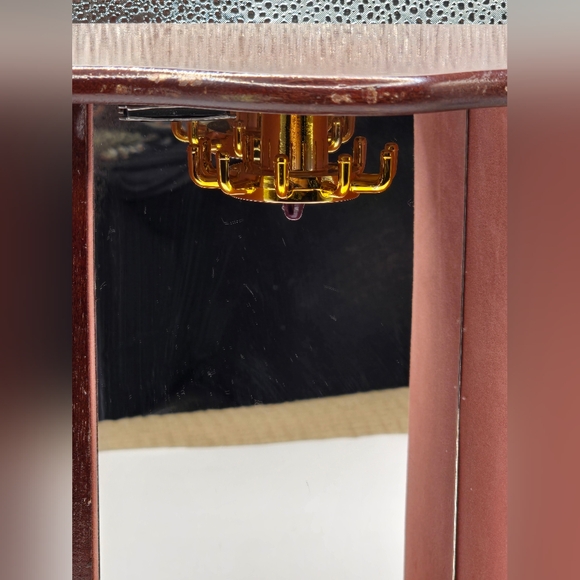 Vintage Wal-Mart Wooden Glass Diamond Pattern Door Jewerly Cabinet Armoire Box - Picture 14 of 17